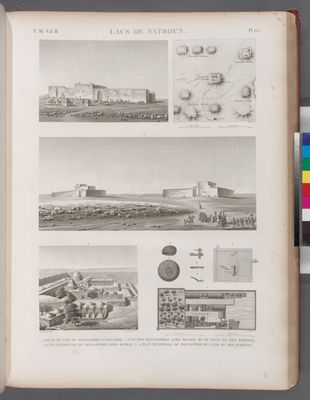 Lacs de Natroun. 1.2. Plan et vue du monastère St. Macaire; 3. Vue des monastères Anbâ-Bichây et du Sa'yd ou des Syriens; 4. Vue intérieure du monastère Anbâ-Bichây; 5-11. Plan et détails du monastère du Sa'yd ou des Syriens.