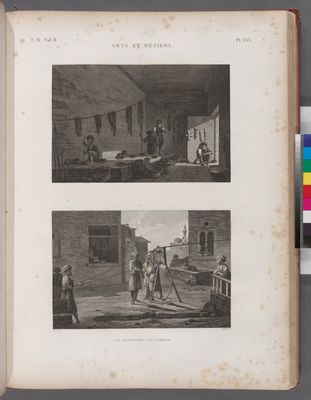 Arts et métiers. 1. Le teinturier; 2. Le cordier.