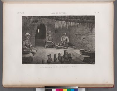 Arts et métiers. Vue intérieure de l'attélier du fabricant de poteries.