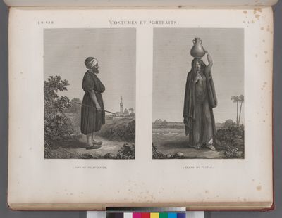 Costumes et portraits. 1. Sâys ou palefrenier; 2. Femme du peuple.