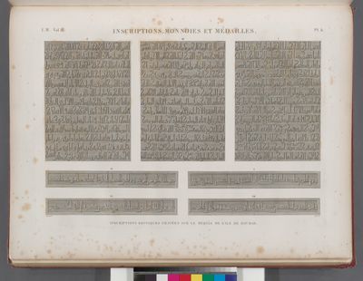 Inscriptions, monnoies et médailles. Inscriptions koufiques gravées sur le meqyâs de l'île de Roudah.