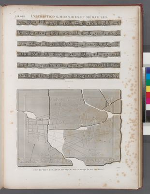 Inscriptions, monnoies et médailles. Inscription et cadran koufiques de la Mosquée de Touloun.