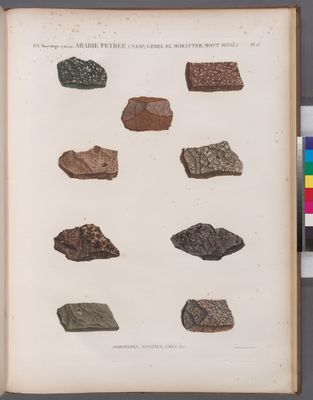 Minéralogie. Arabie Pétrée (Nasp, Gebel el-Mokatteb, Mont Sinaï). Porphyres, sinaïtes, grès, etc.