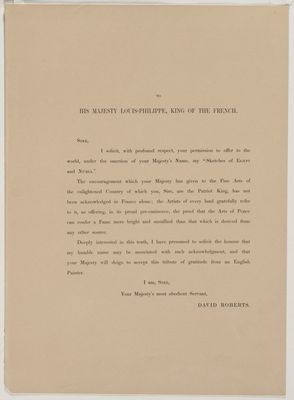 Egypt and Nubia, Volume I: Dedication Page